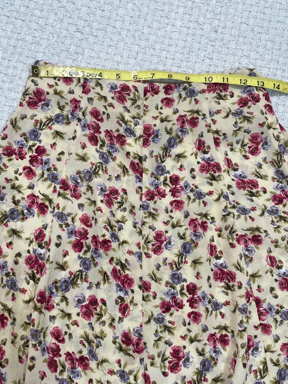 Women’s Vintage G•S•L Cream/Off White Purple Pink Floral Full Maxi Skirt Size 7 - Picture 9 of 11